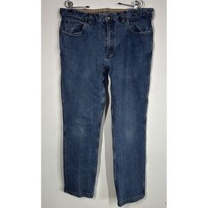 Duluth Trading Flex Ballroom Blue Jeans Mens 36x32 Trim Fit Work Rugged Stretch